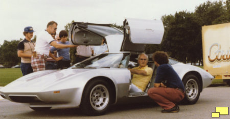  Corvette Four Rotor Aerovette GM Designer Chuck Jordan seated